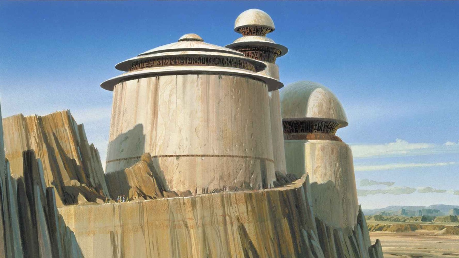 Painting of the palace set against a blue sky