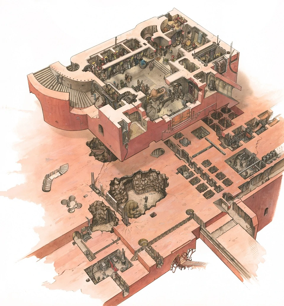 Cutaway of Jabba's throne room area
